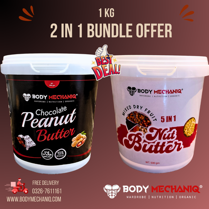 Bodymechaniq - 5 in 1 mixed dry fruit nut butter & chocolate peanut butter