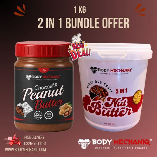 Bodymechaniq - 5 in 1 mixed dry fruit nut butter & chocolate peanut butter